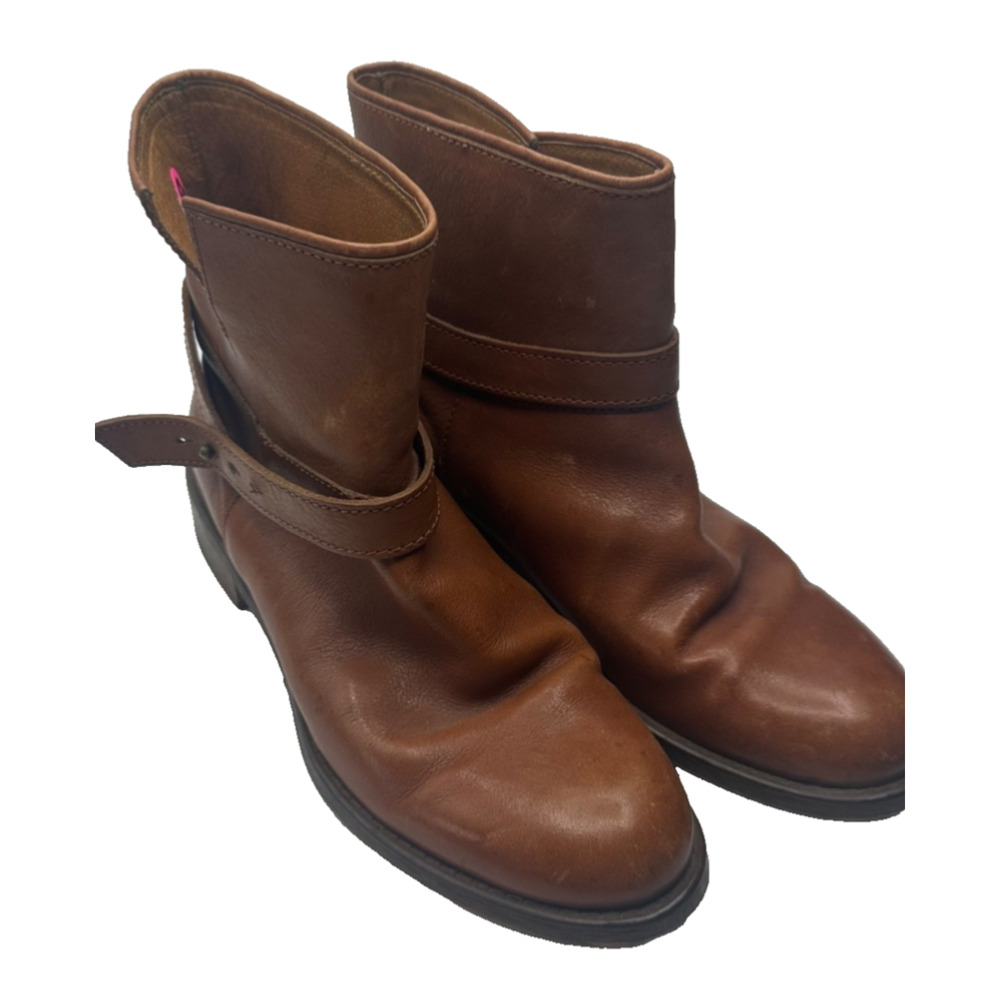 Madewell "The Biker Boots" Distressed Leather Apple Butter Brown Size 8
